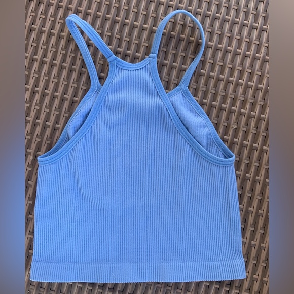 Women's Crop Seamless Rib-knit Strappy Racerback Cropped Tank Tops Workout - Picture 4 of 5